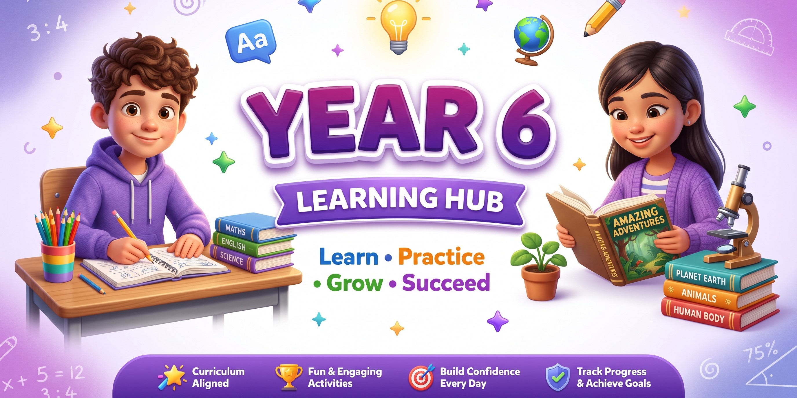 Year 6 Learning Hub — Spelling, Maths, Grammar, Reading, Science, Games